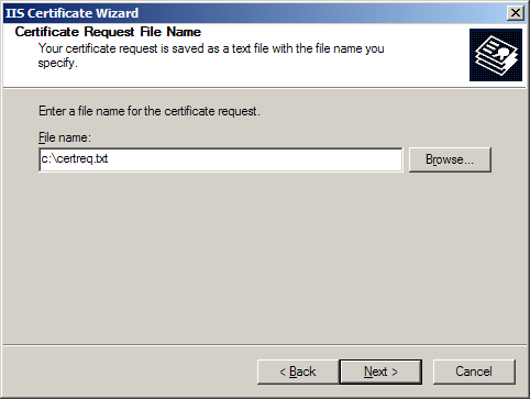 IIS Certificate Wizard - Certificate Request